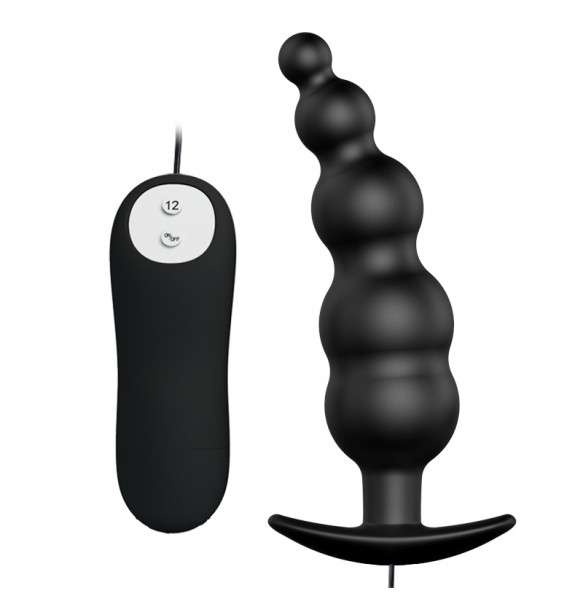 PRETTY LOVE Vibration Anal Pleasure Butt Plug (Black)